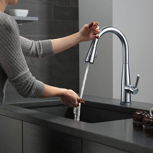1. DELTA Essa Kitchen Sink Faucet With VoiceIQ Technology