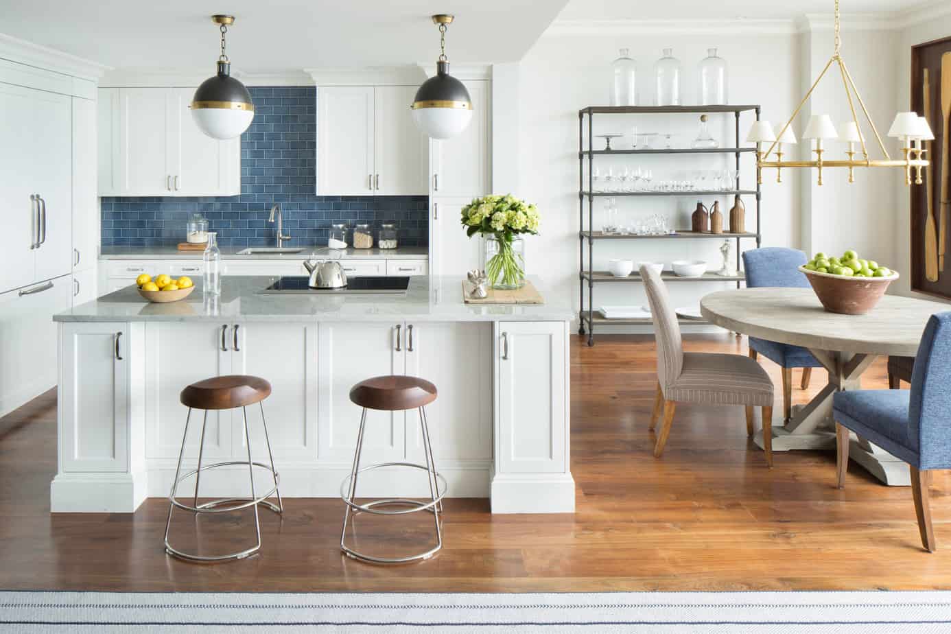 white with blue backsplash