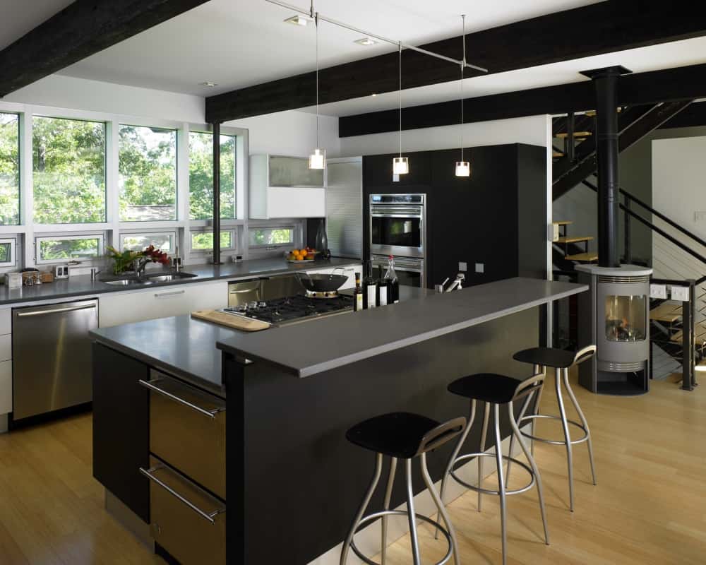 exposed black beams