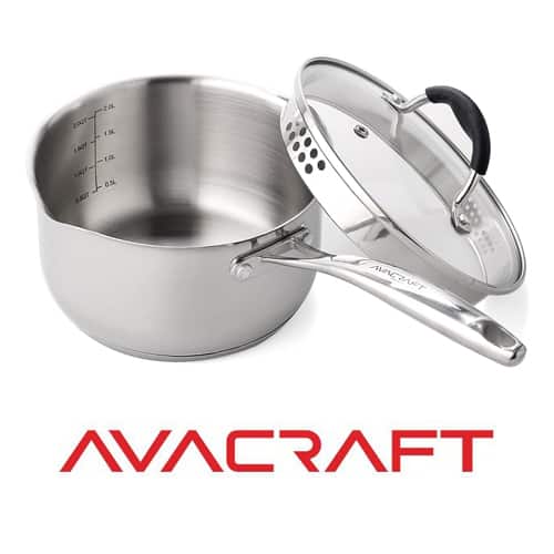 2. AVACRAFT Stainless Steel Saucepan With Glass Lid