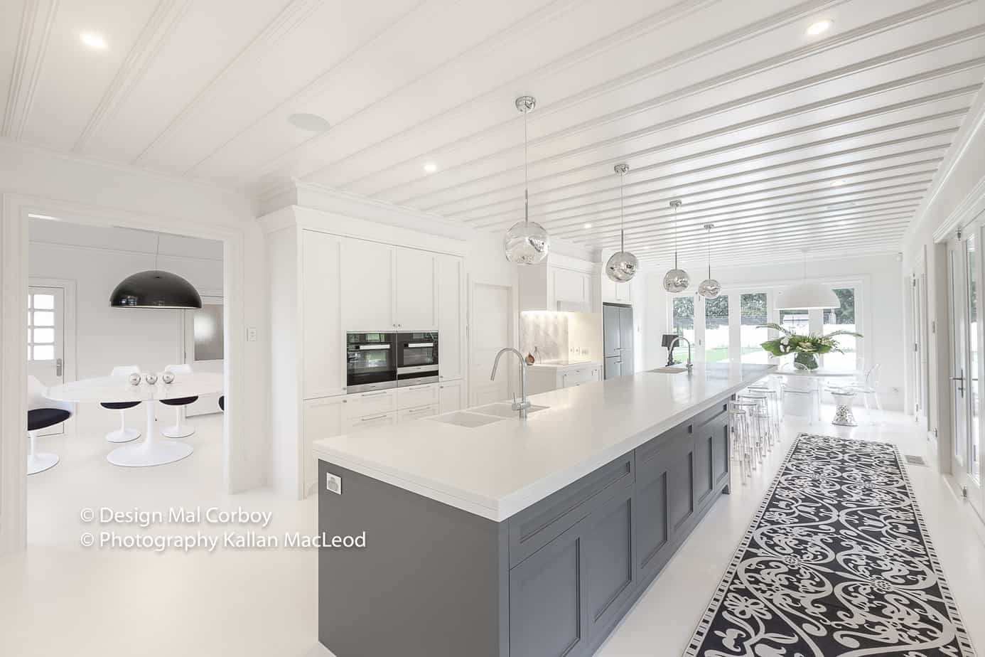 all white with gray island