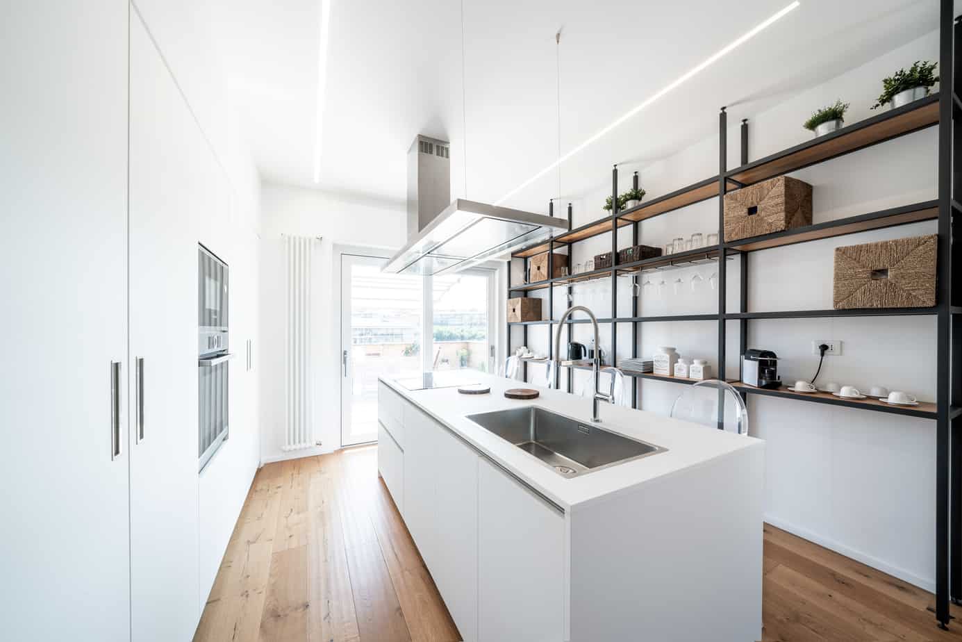 iron and wood shelving