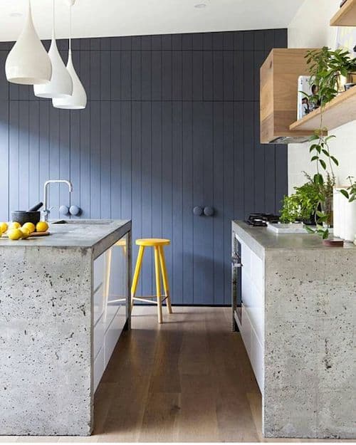 Blue Grooved Kitchen Cabinetry