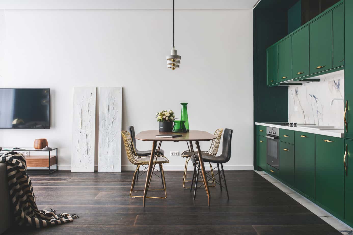 bright green cabinets