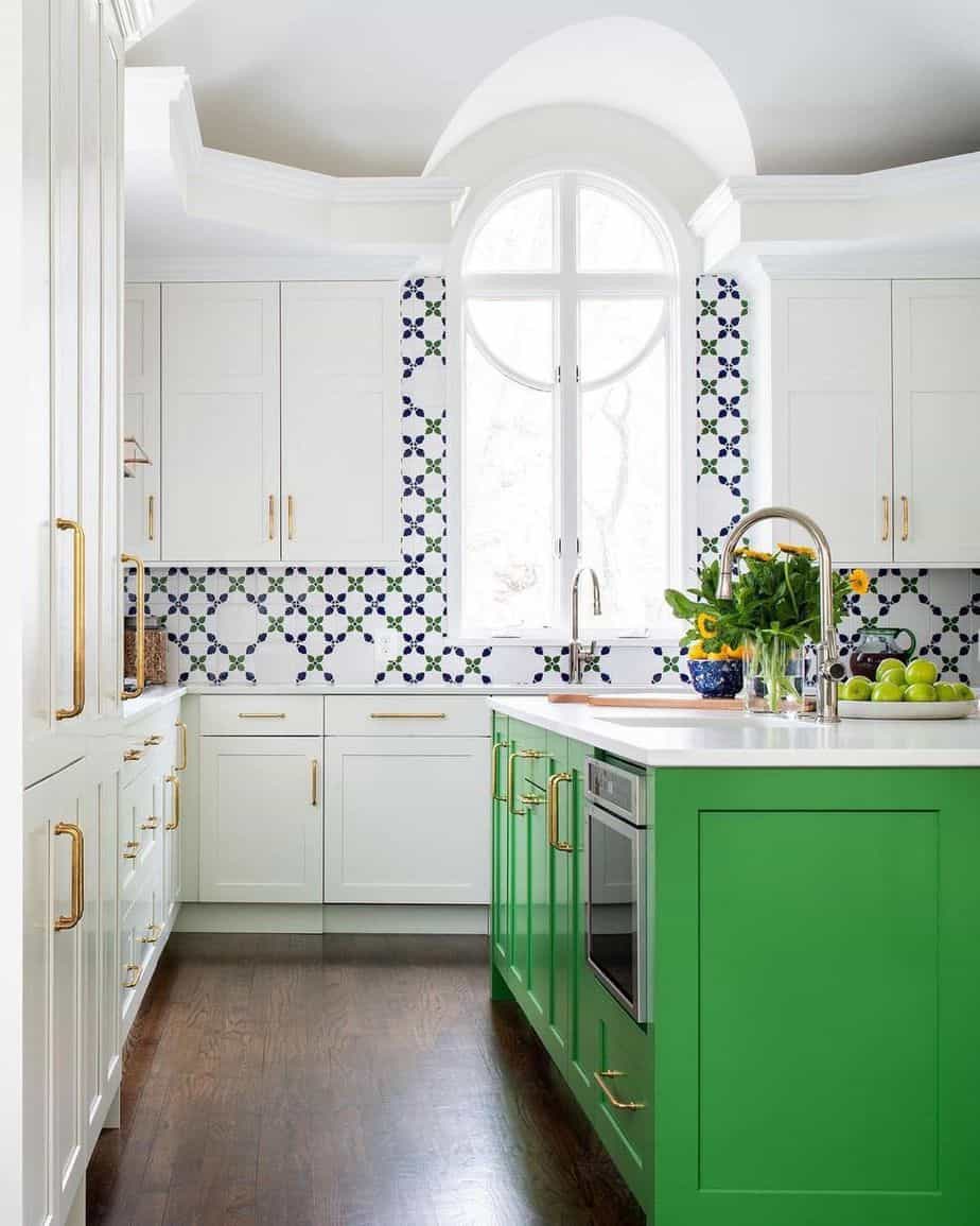 a vibrant kitchen island