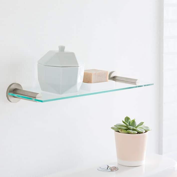 4. Glass And Gold Floating Shelves