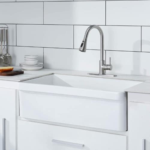 6. HERCATE 33 inch White Ceramic Reversible Kitchen Sink