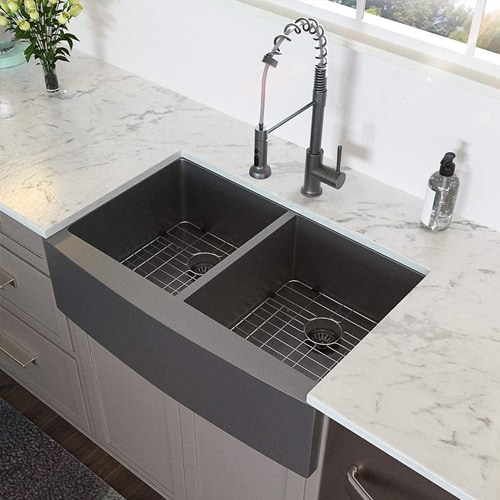 6. Lordear Black Farmhouse Sink