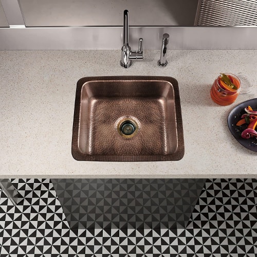 Monarch Abode Pure Copper Hand Hammered Highball Bar Prep Kitchen Sink
