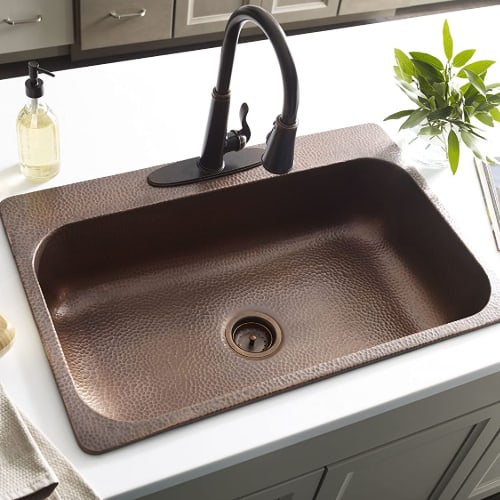 Sinkology Angelico Copper Drop-In Kitchen Sink