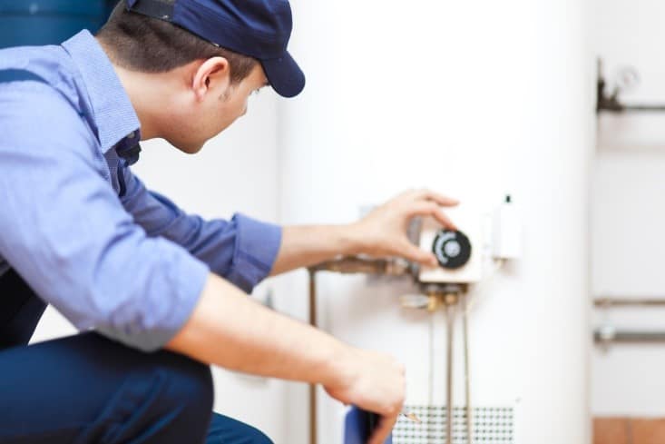 Engineer checking the water heater