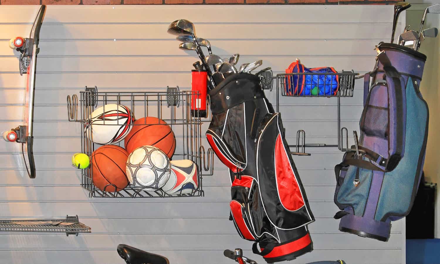 garage tool storage ideas - sports equipment