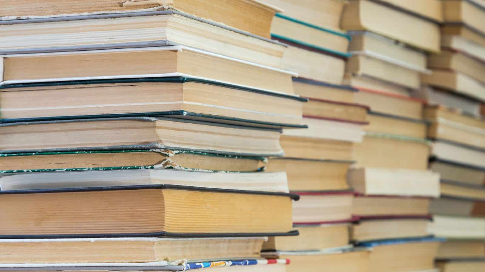A stack of books with colorful covers