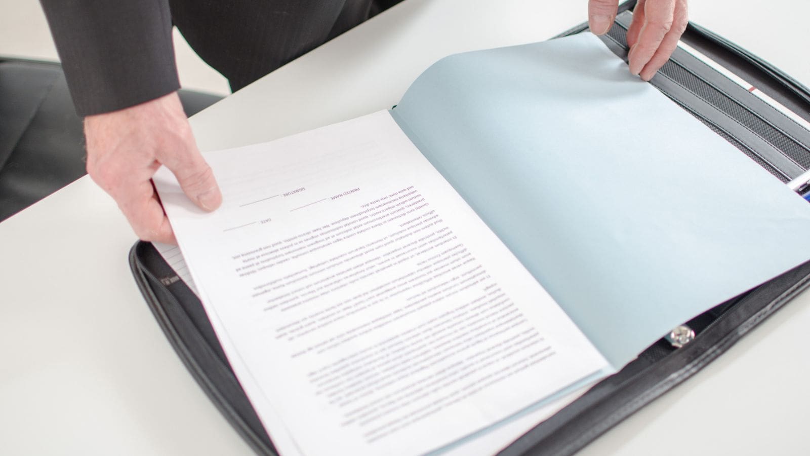 Businessman looking at a document