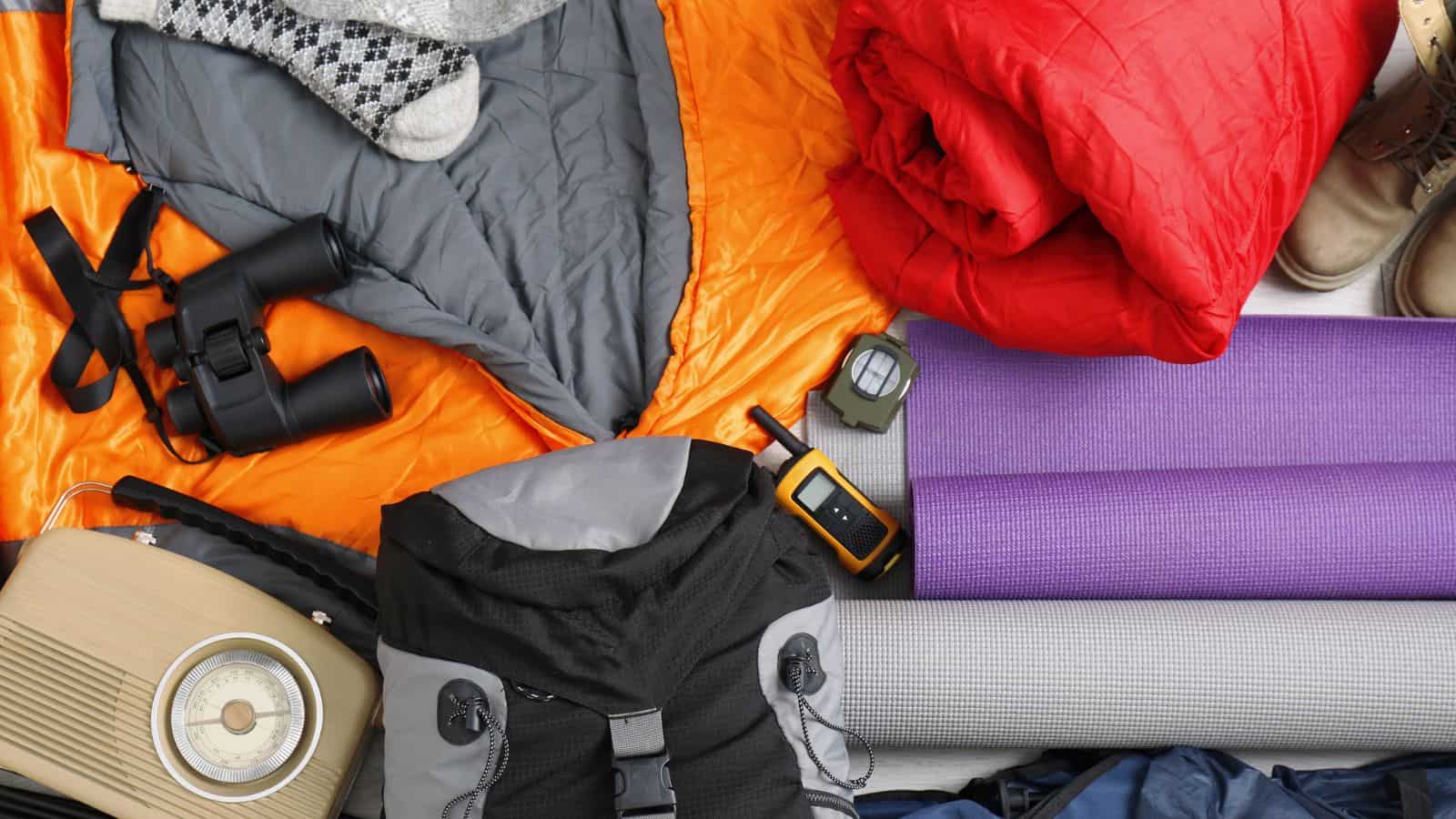 sleeping bags, camping equipment, and other outdoor gears