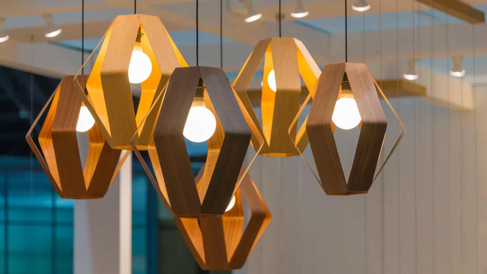 hanging modern wooden lantern lamp