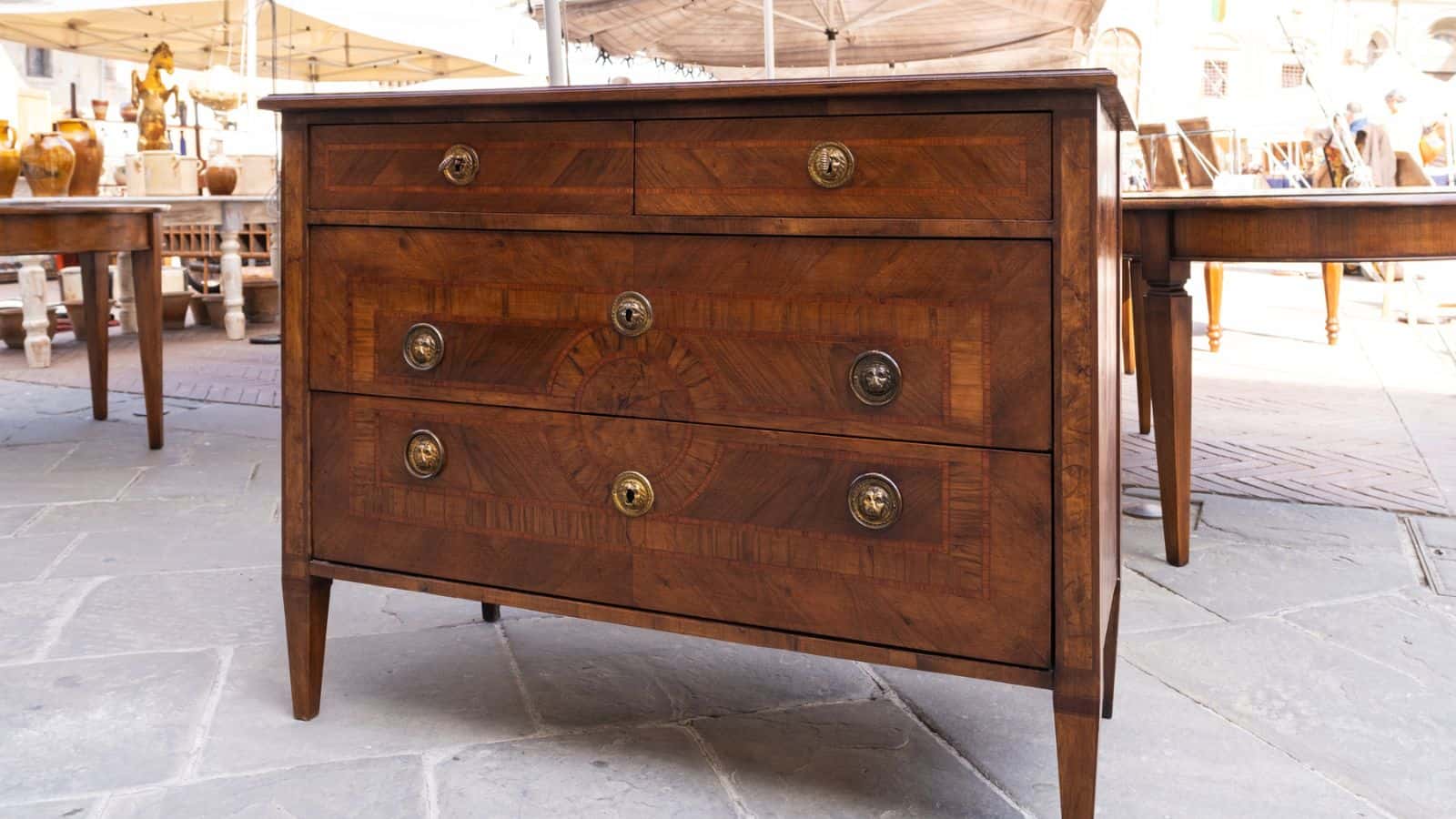 Chest drawer on flea market in Italy