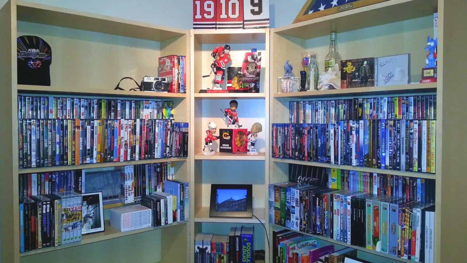 Billy bookshelf with dvds