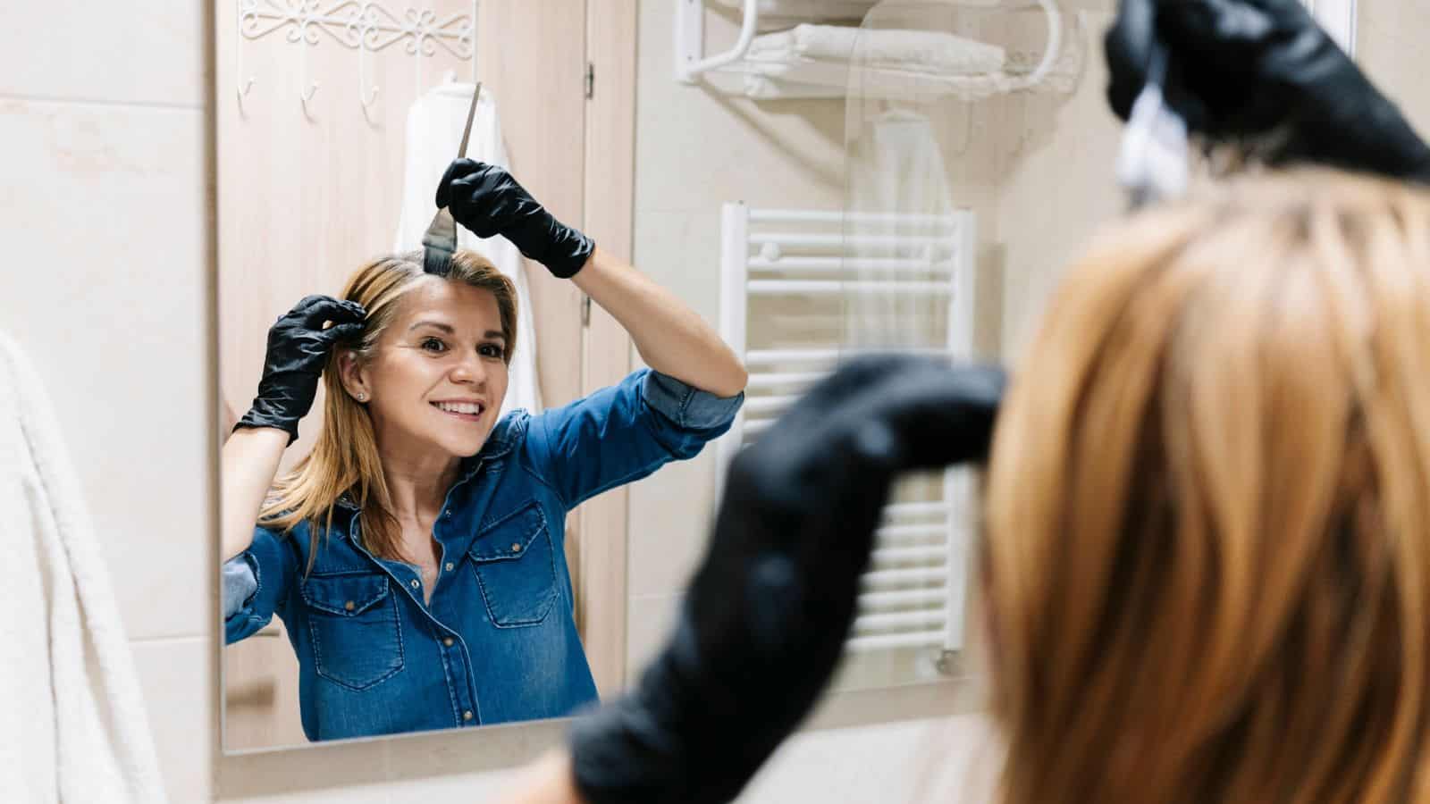 woman coloring hair