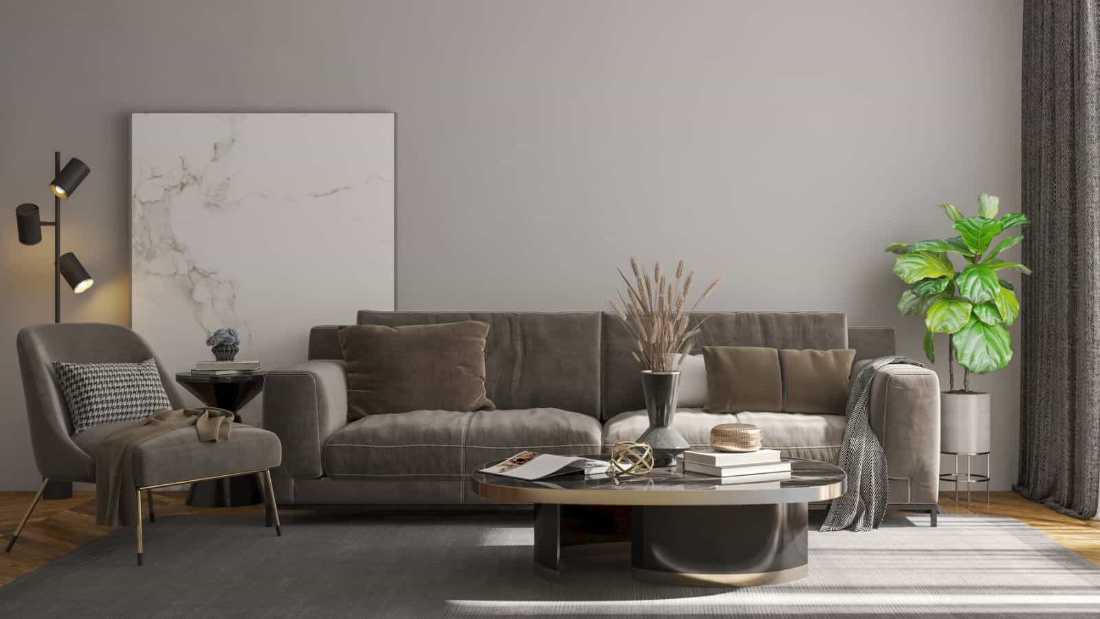 living room with coffee table books and vase