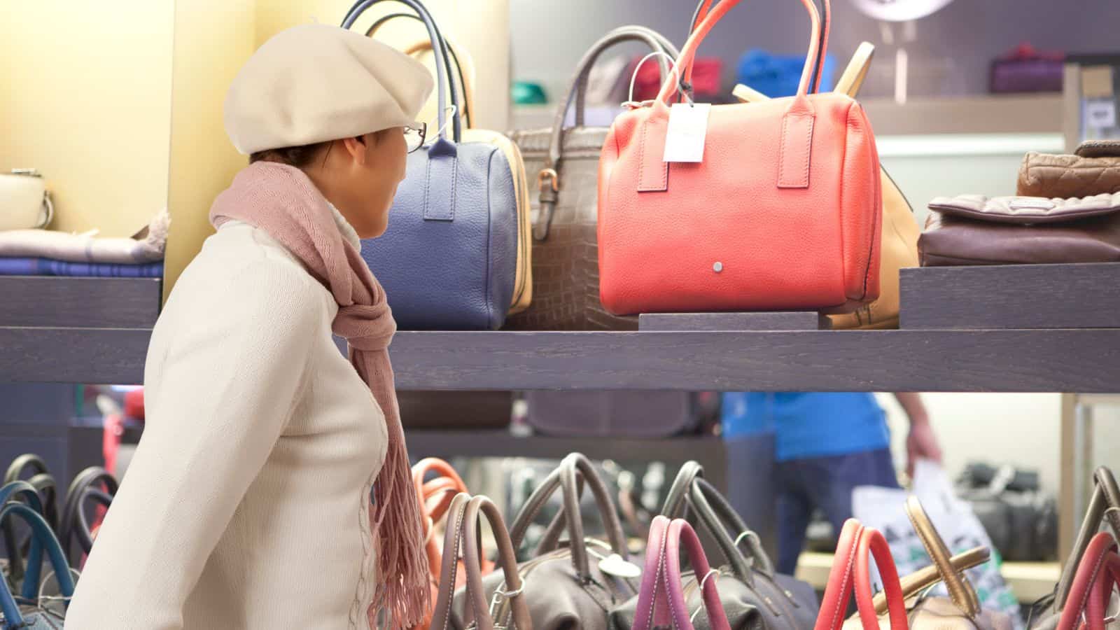 woman shopping for handbag