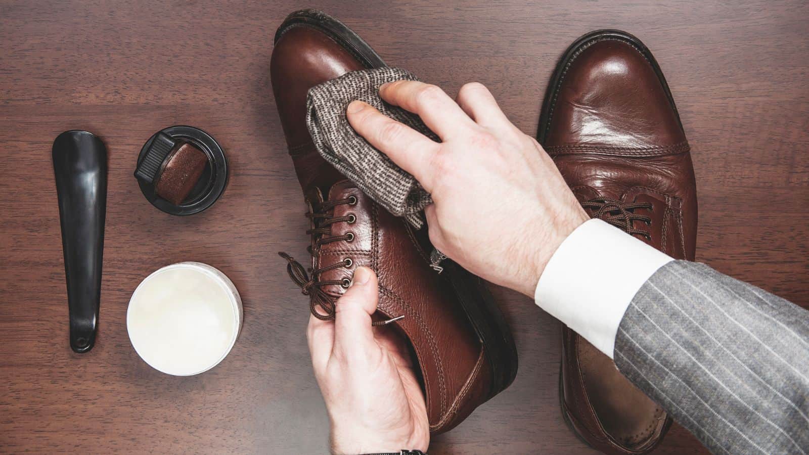 shoe shine with vaseline