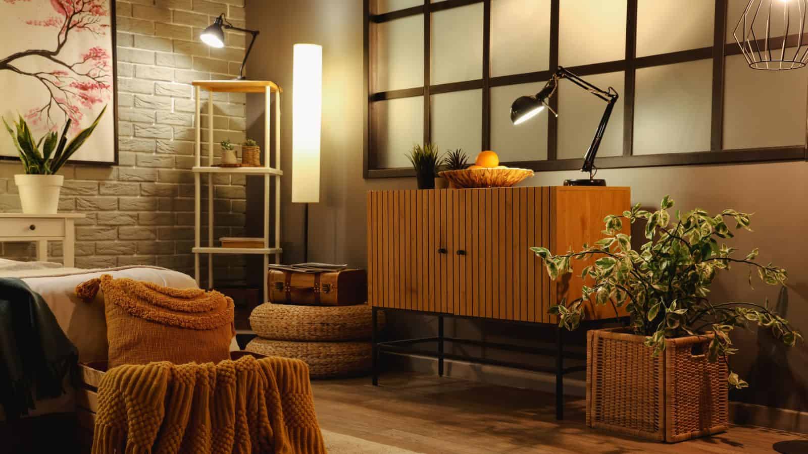 living room with vintage finds